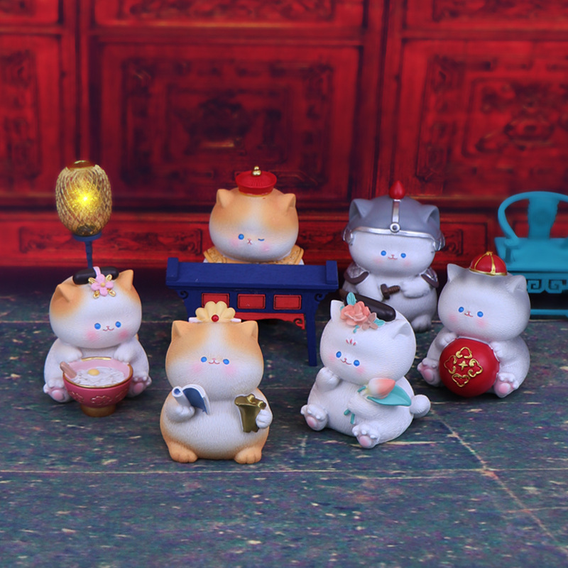 御猫驾到盲盒潮玩宫廷风猫咪可爱桌面摆件闺蜜生日毕业儿童节礼物