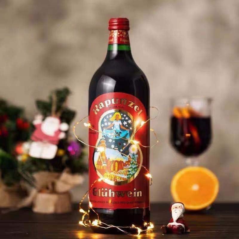 德国长发公主圣诞热红酒女生低度无醇甜红葡萄酒 1l霍夫堡热红酒