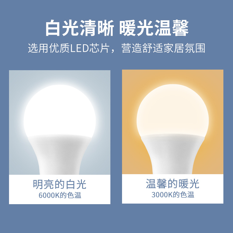 LED Bulb Plastic Package Aluminum a Bubble Highlight Energy Saving A60 Bulb No Strobe Eye Protection Light Source E27 Screw Bulb