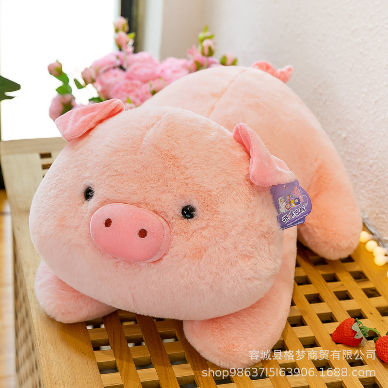 跨境可爱粉色趴猪毛绒玩具团团猪公仔软萌小猪安抚布娃娃抱枕批发