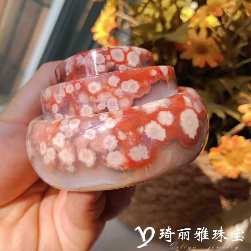 【琦丽雅珠宝】高档天然樱花玛瑙吊坠手镯手链晒一波集美的图