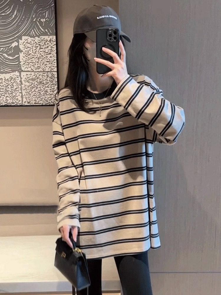 官图(95棉5氨纶 后包领 )2023秋季新款中长款t恤女长袖潮-阿里巴巴