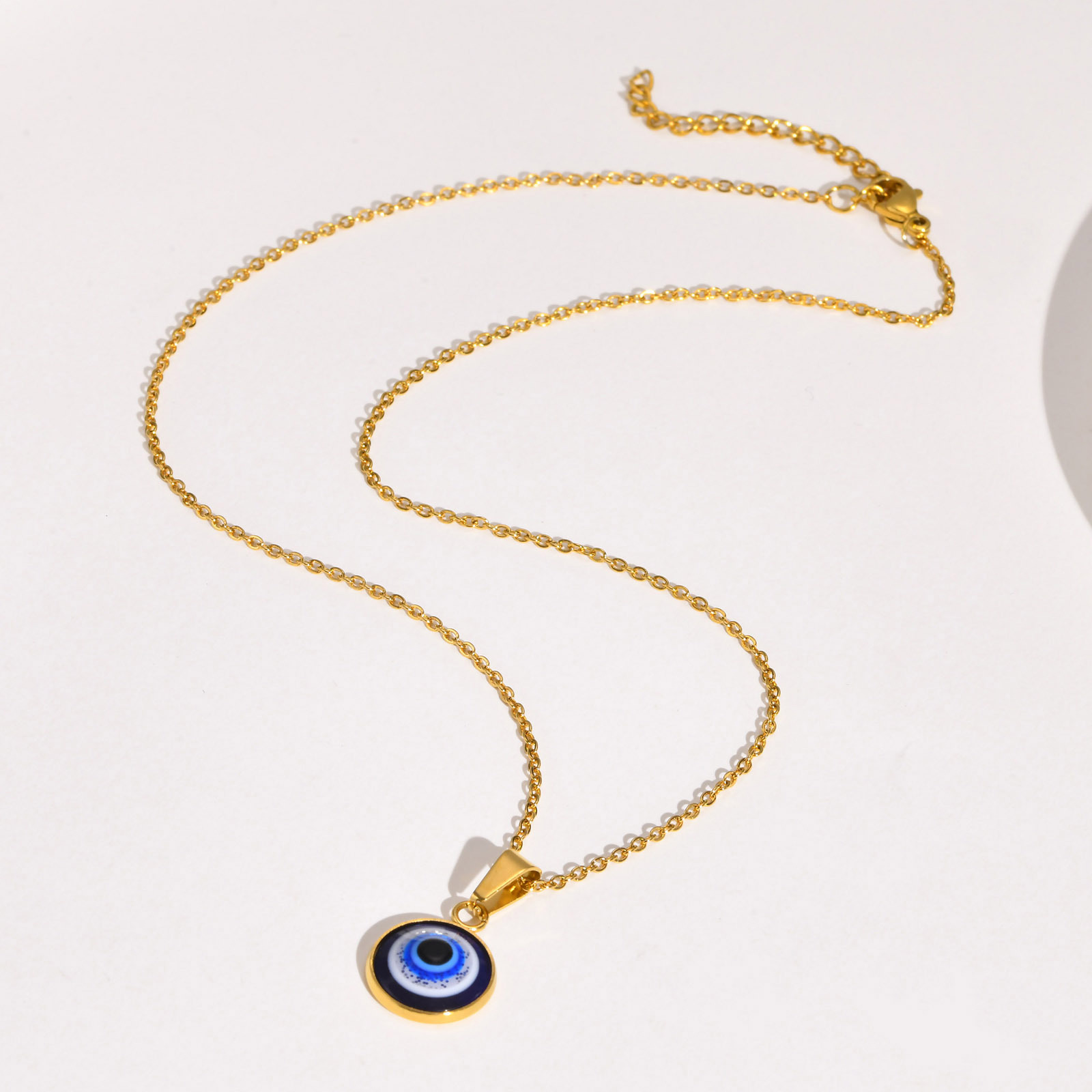 欧美配饰 不锈钢恶魔之眼吊坠金色女士项链 泉溪水饰品 pn-1848