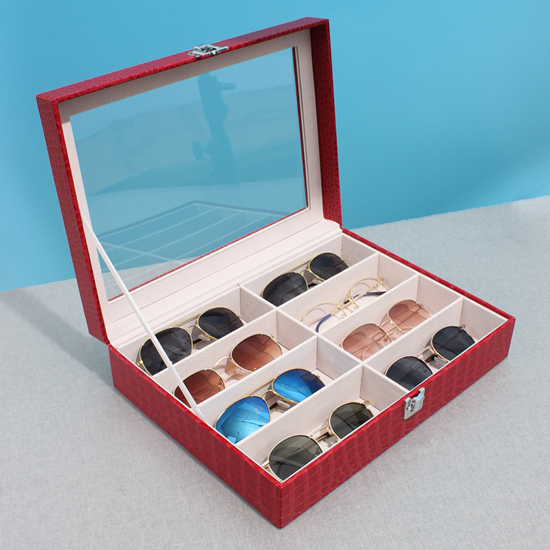 New Eight-Bit High-End PU Leather Glasses Box Sunglasses Sunglasses Myopia Glasses Storage Box Display Box Wholesale