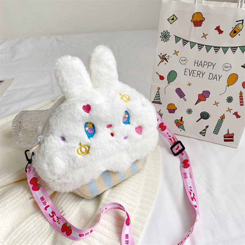 New All-Match Shoulder Messenger Rabbit Plush Toy Bag Bear Bag Children New Coin Purse Plush Bag Wholesale