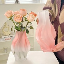 现代简约蒙砂玻璃花瓶个性创意客厅办公室居家插花摆件装饰工艺品