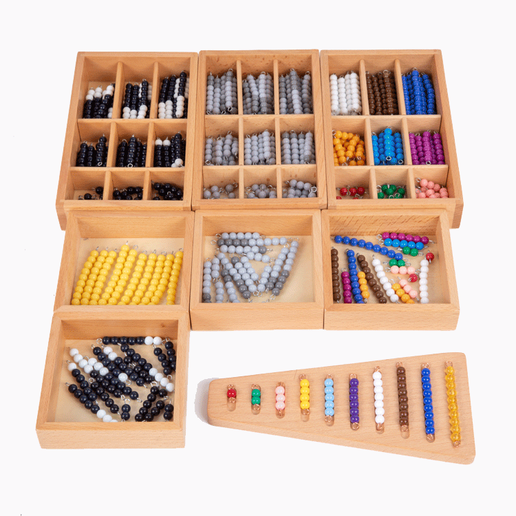 蒙氏数学教具彩色串珠棒 婴幼儿童早教益智玩具批发接龙减龙游戏