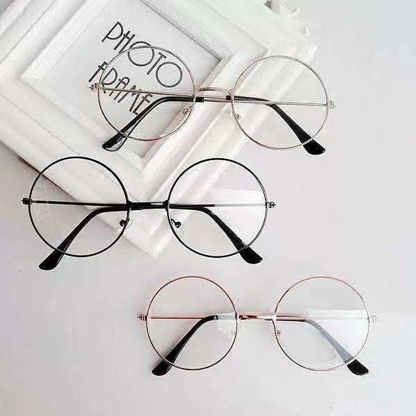 哈利波特圆形复古女眼镜玻尿酸鸭无度数平光镜韩版文艺素颜眼镜批