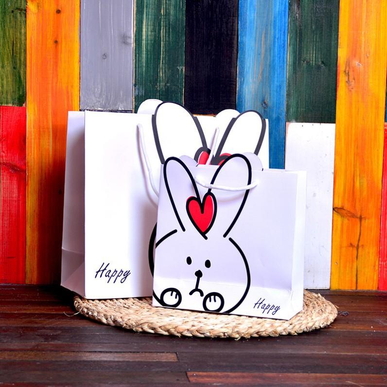 六一节礼物袋手提袋定 制包装袋儿童纸袋定 做印刷logo兔子卡通