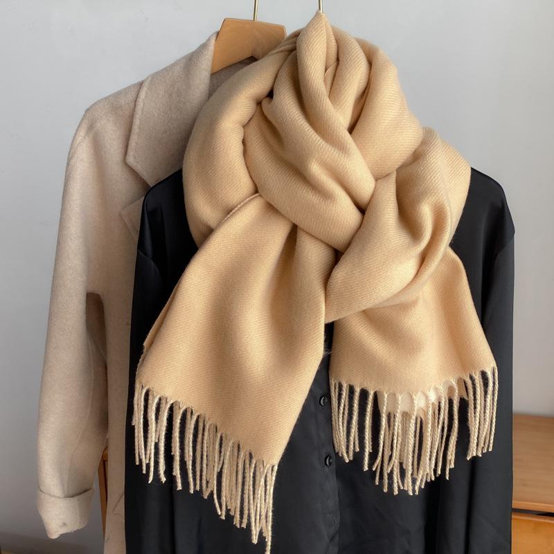 围巾女冬季百搭双面双色披肩两用粉色仿羊绒韩版高级感加厚围脖潮