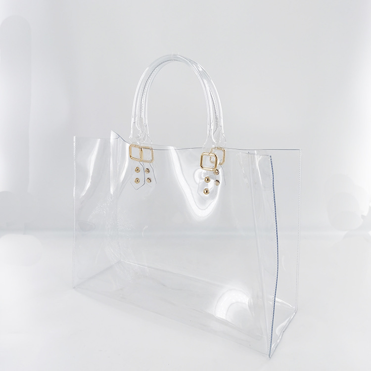 欧美果冻透明包沙滩包体育馆包托特包手提包休闲男女通用跨境大包