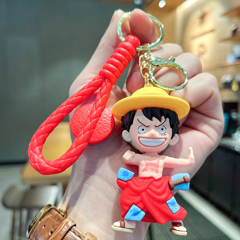 Cartoon Anime One Piece Road Feiqiao Bausop Three-Dimensional Doll Car Key Ring Pendant Gift Wholesale