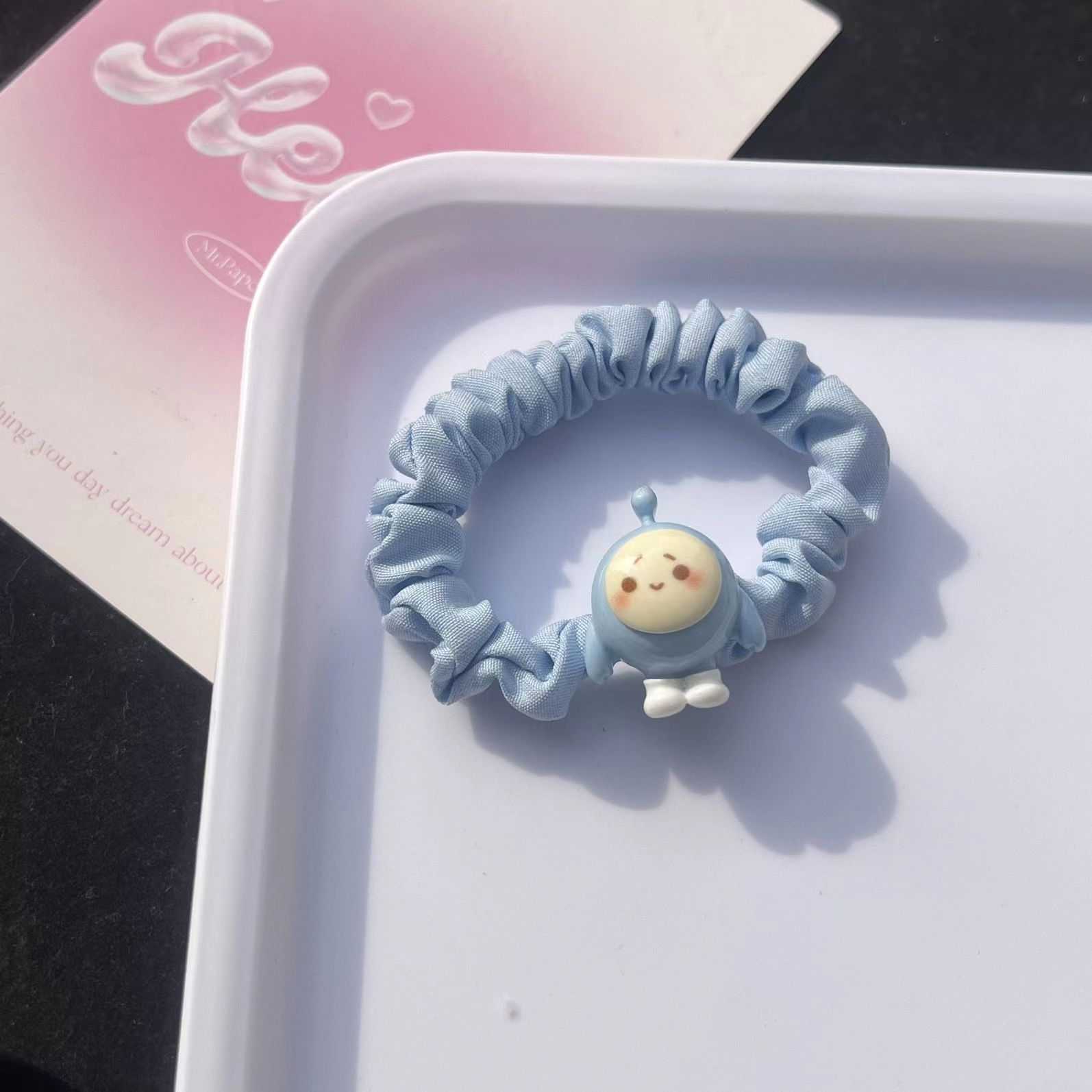 Cute Egg Puff Party Facial Expression Bag Hair Ring Soft and Adorable Hair Band for Girls Cartoon Anime Small Intestine Ring Sweet Head Rope Hair Accessories