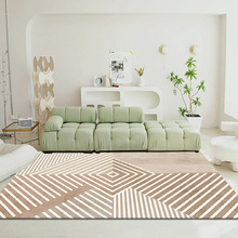 现代轻奢奶茶风客厅卧室地毯简约小清新床边飘窗防滑地垫跨境代发