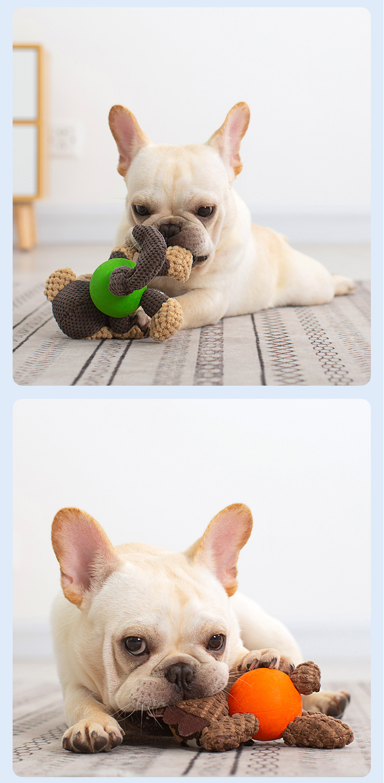 宜特eetoys狗狗玩具猴子犀牛系列耐咬磨牙布绒橡胶发声宠物玩具
