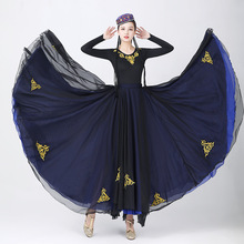 新疆维吾尔族舞蹈服女少数民族现代广场舞演出服彝族大摆裙子成人