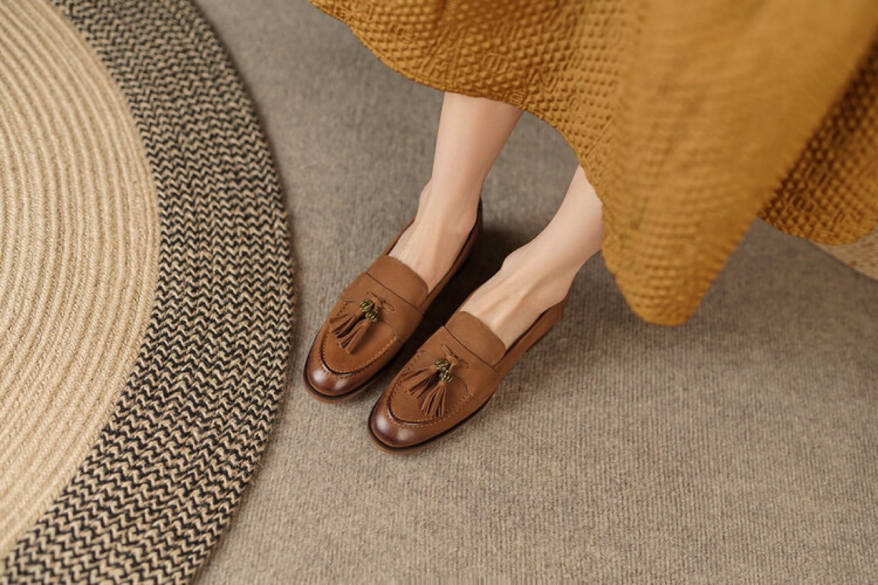 乐福鞋2023秋季新款女鞋粗跟低跟流苏中口单鞋女-阿里巴巴