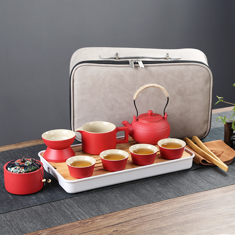 红陶提梁壶功夫茶具套装便携旅行茶具包随手礼伴手礼婚庆礼品logo