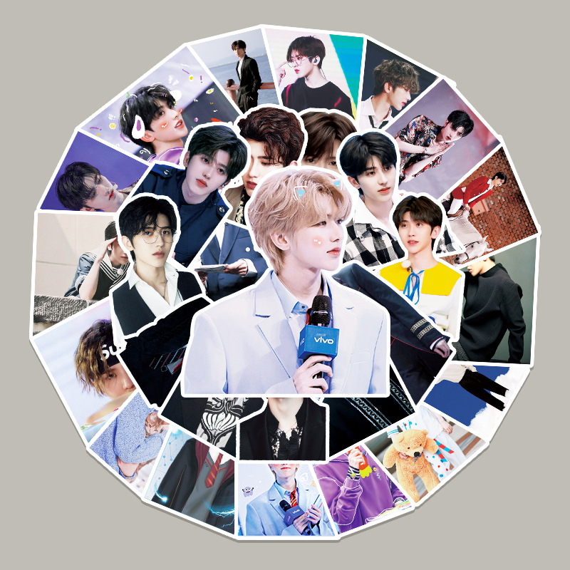 50张不重复蔡徐坤涂鸦贴纸个性明星偶像歌手周边行李箱贴纸定制