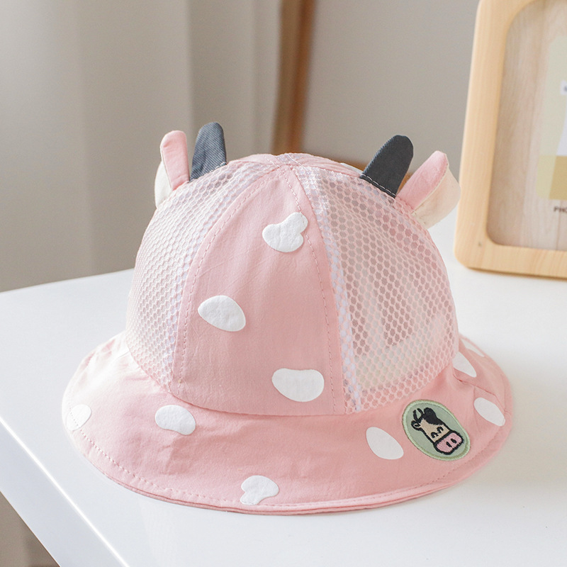 Baby Hat Spring and Autumn Summer Korean Style Western Style Cow Bucket Hat Boys Boys Girls Cover Sun Super Cute Bucket Hat Tide