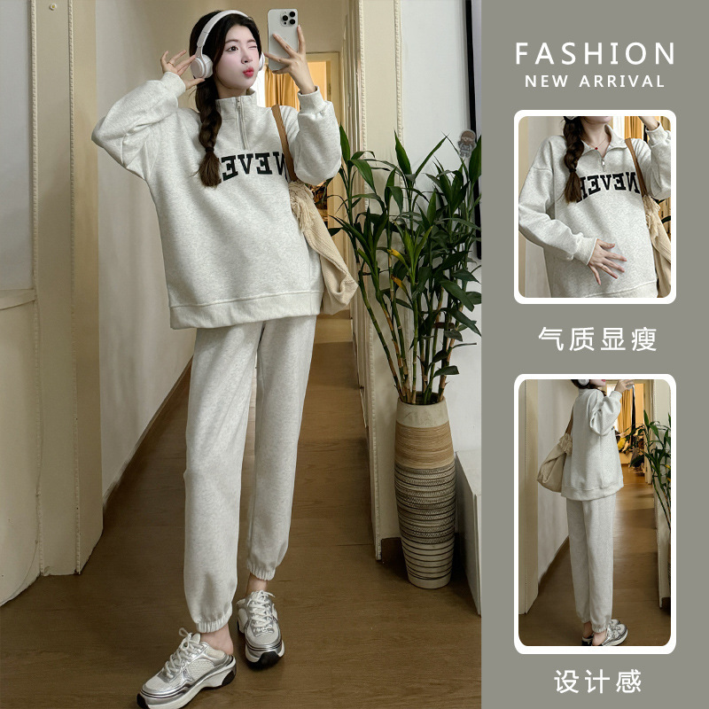 网红孕妇装时尚宽松休闲减龄新品春季运动卫衣孕妇套装产后可穿