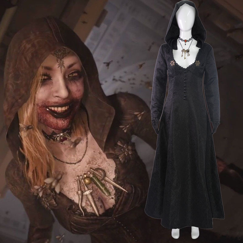 生化危机8村庄cos服蛾女黑色长款连衣裙万圣节cosplay服装女装