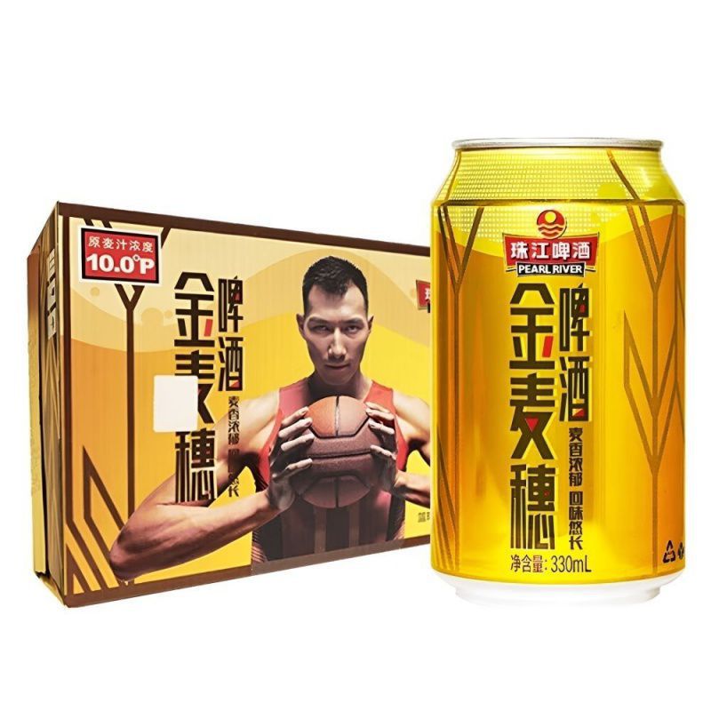 珠江啤酒330ml*24罐装啤酒清新淡爽麦香浓郁珠江金麦穗啤酒整箱装