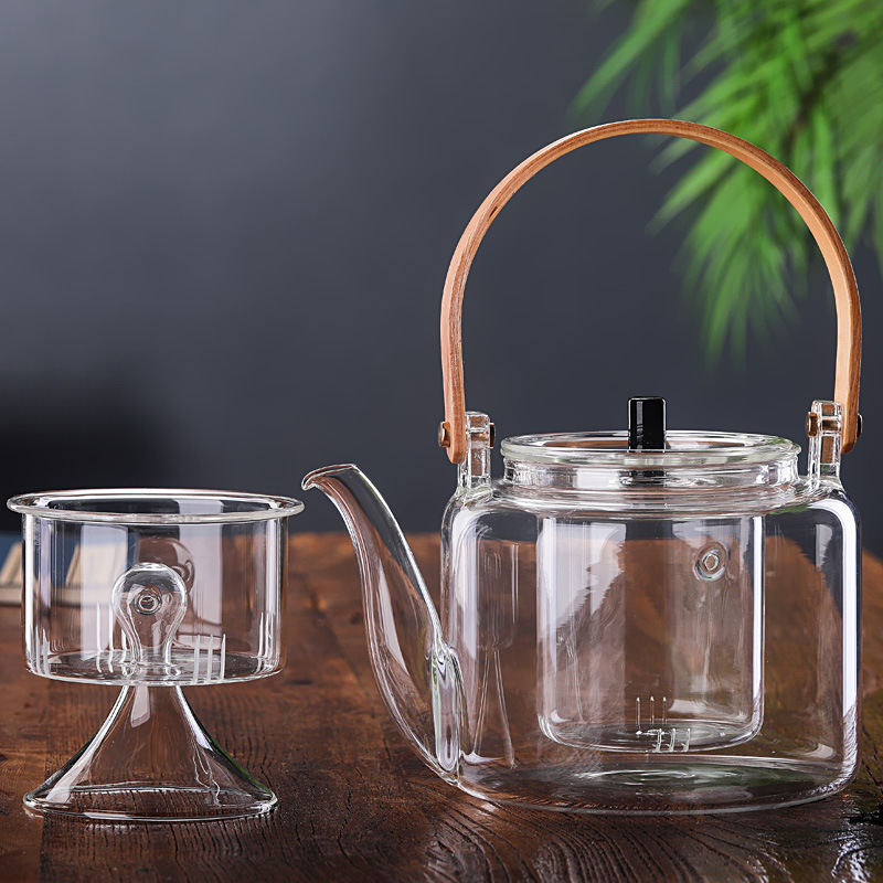 High Temperature Resistant Household Thickened Glass Teapot Large Capacity Electric Ceramic Stove Steam Teapot Teapot Loop-Handled Teapot Tea Kettle