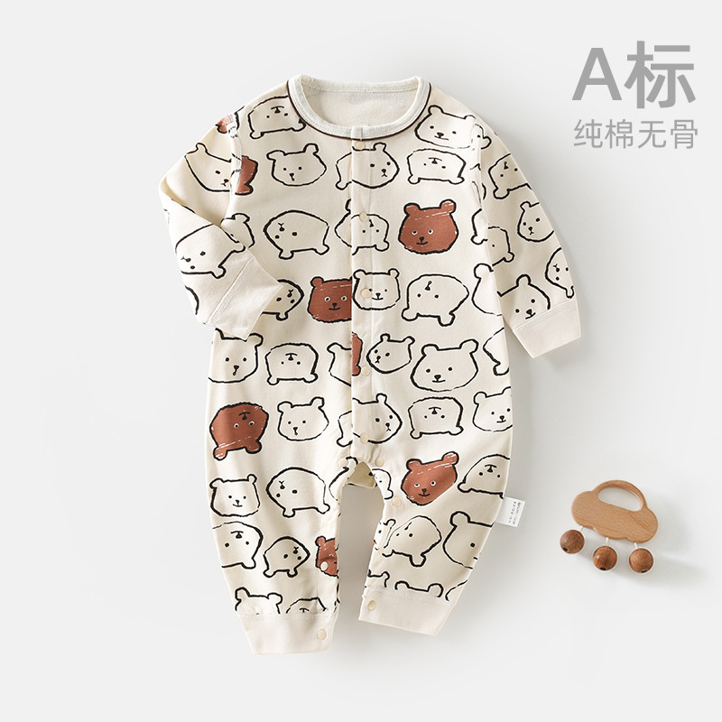 Baby One-Piece Clothes Spring and Autumn Full Moon Super Cute Baby Girl Men's Cotton Pajamas Romper Hundred Days Newborn Spring Clothes Baby Clothes