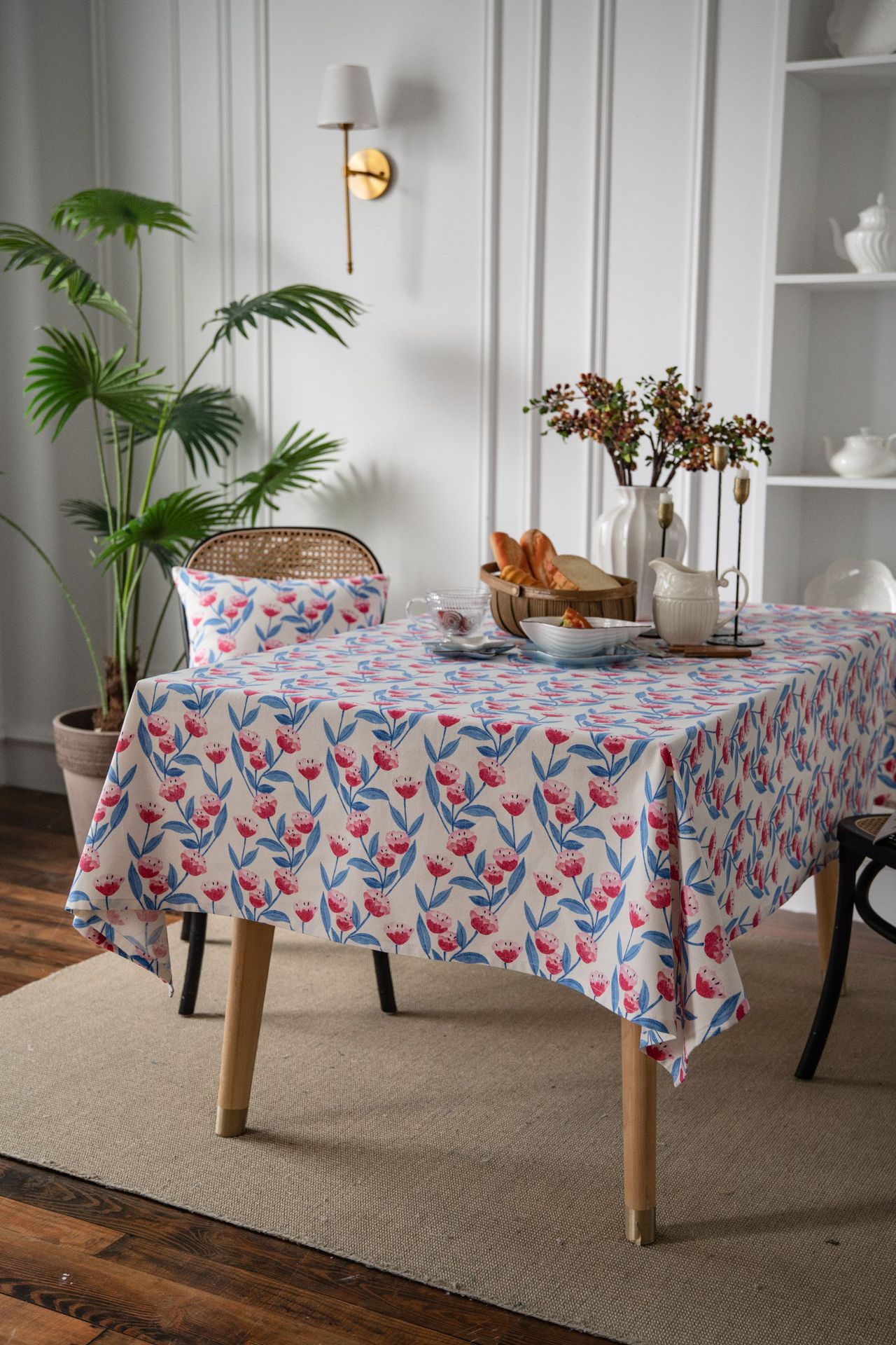 伊缦琪韵桌布碎花田园印花粉色花朵棉麻餐桌布餐厅厨房布艺长方形