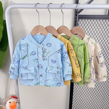 婴儿外套春秋宝宝衣服薄款小童水洗棉布夹克衫男童上衣儿童棒球服