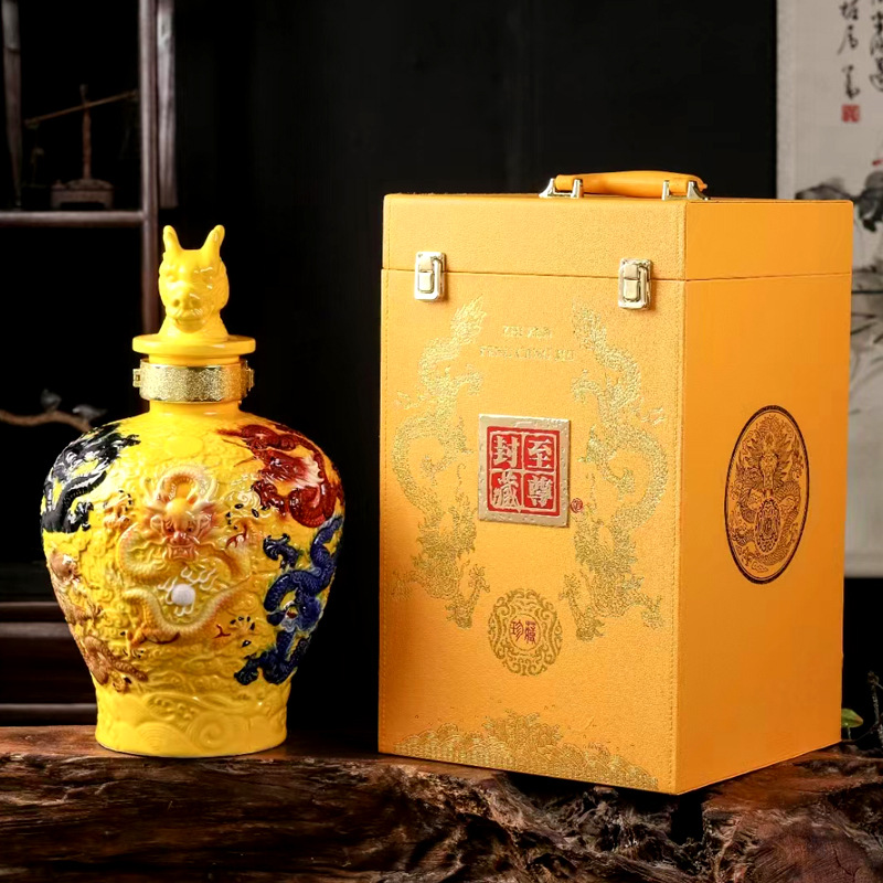 定制加工白酒十斤装景德镇陶瓷至尊封坛浓香型60度原浆酒生产厂家