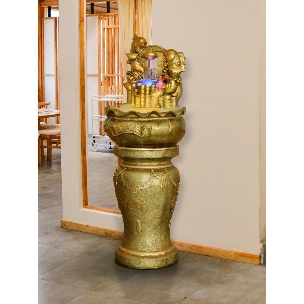 高山水景观招财进宝 流水喷泉生财摆件 中式客厅落地招财开业礼品