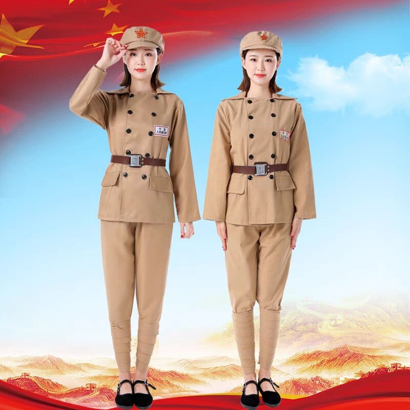 49式50式抗美援朝志愿军演出服棉麻解放军衣服抗战军装八路服套装