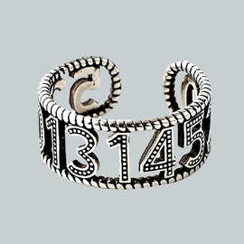 一生一世我爱你复古戒指女简约清新镂空数字1314开口戒指批发饰品