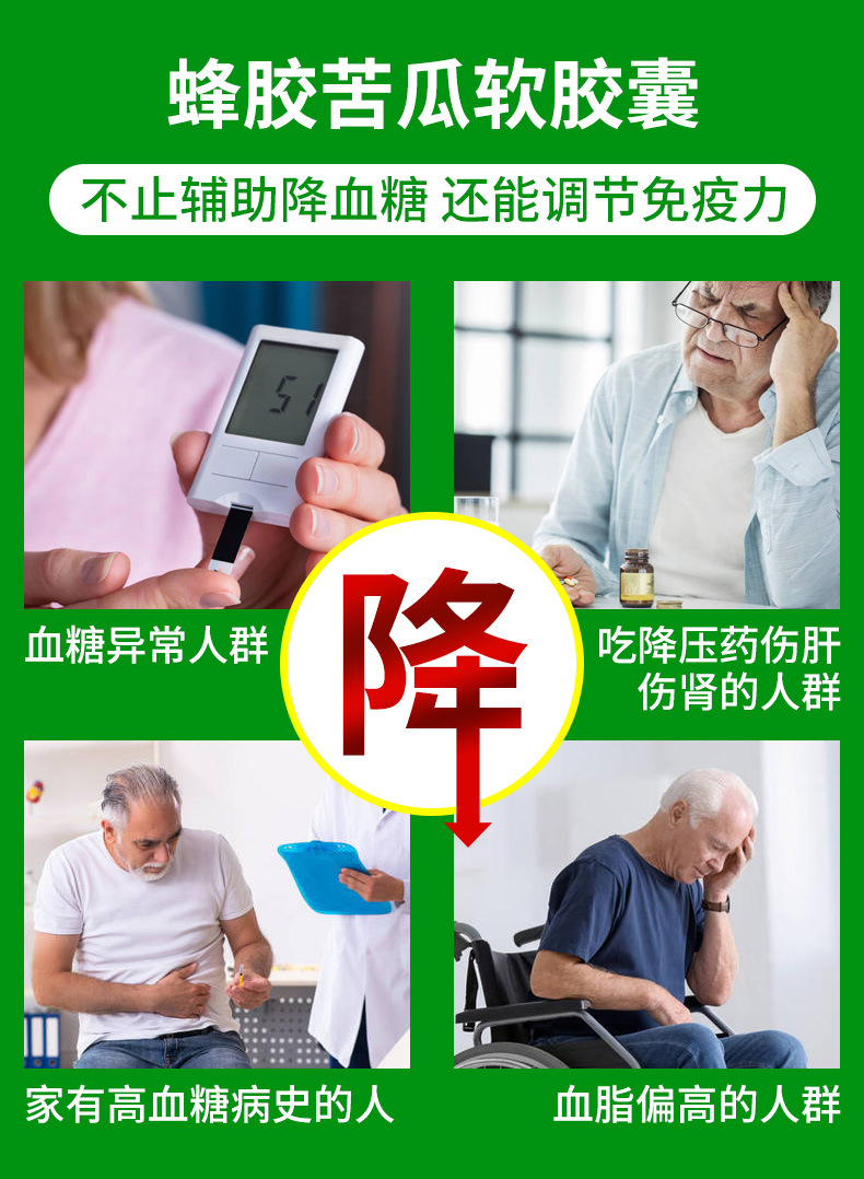 全康药业 蜂胶苦瓜软胶囊 中老年人辅助降血糖 源头厂家直销批发