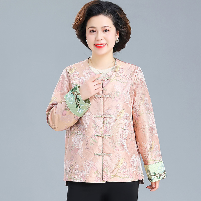 Middle-Aged Mom New Spring Coat Elegant National Style Buckle New Chinese Style Middle-Aged and Elderly Spring and Autumn Outfit Jacket Top