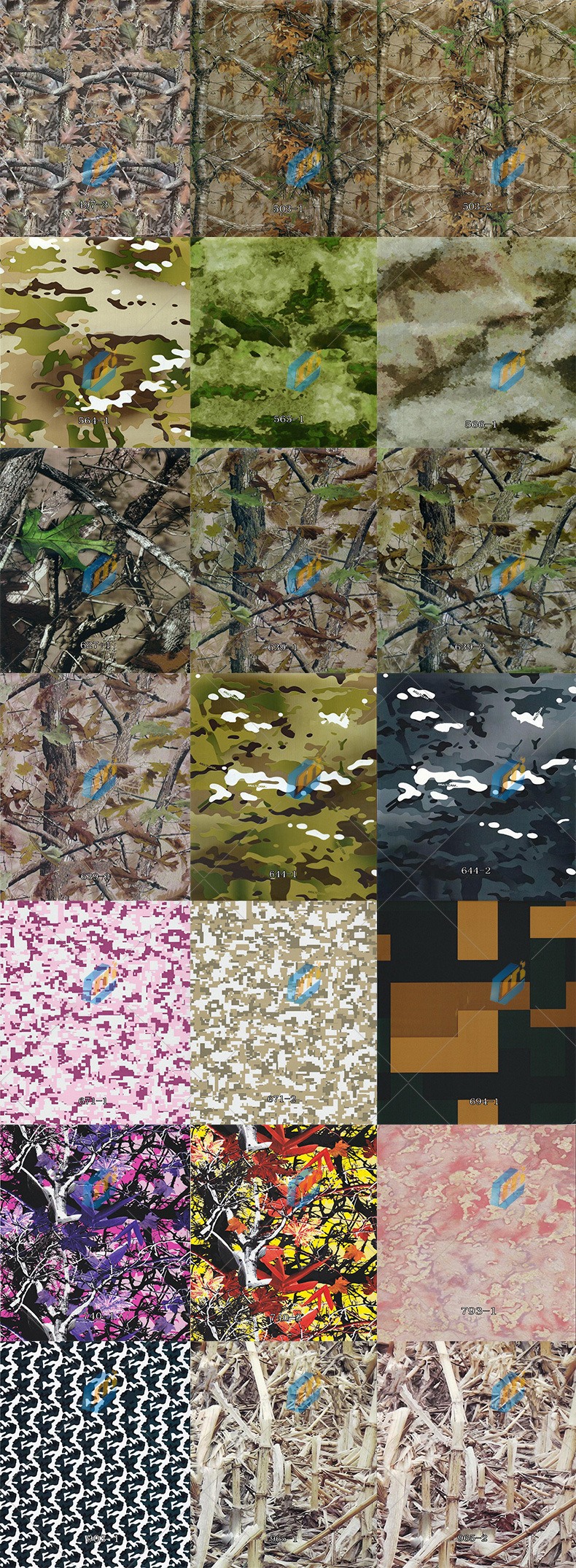 水转印膜/迷彩水披覆膜/水转印枫叶纹/黄色迷彩纹水转印耗材