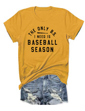 夏季新款亚马逊欧美外贸BASEBALL SEASON图案女士T恤现货女