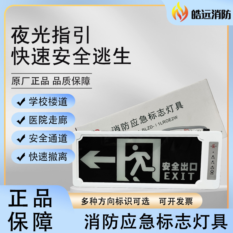 消防指示防爆应急疏散安全出口指示灯充电电池款接电220v自带电源