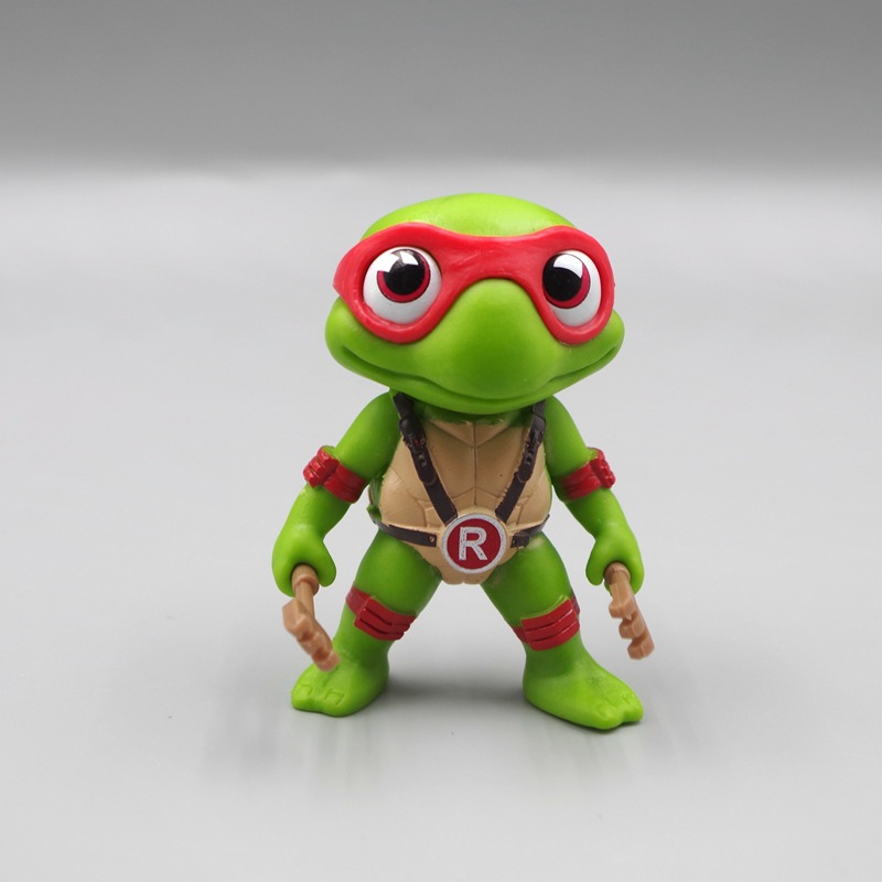 4款q版忍者神龟公仔手办卡通达芬奇米开朗其罗车载摆件扭蛋玩具