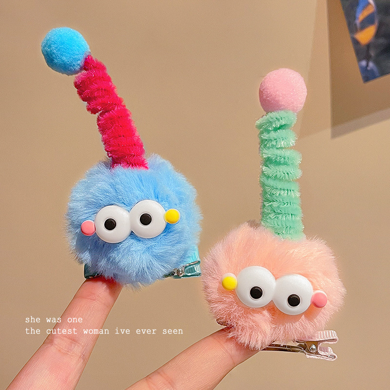 Cute Fluffy Funny Barrettes Autumn and Winter Soft and Cute Girl Hair Accessories Hairpin Shredded Hair Bangs Clip Duckbilled Headdress