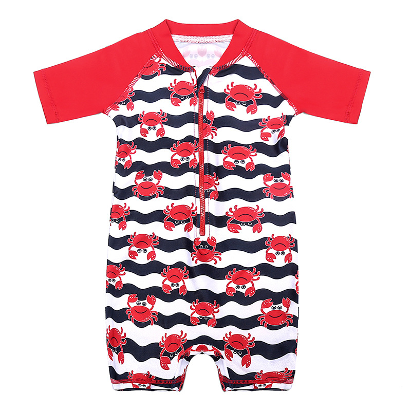 Boy's Swimsuit Cartoon Sun Protection Medium and Large Baby Boy Cute Hot Spring Foreign Trade One-Piece Swimsuit for Children Factory Wholesale