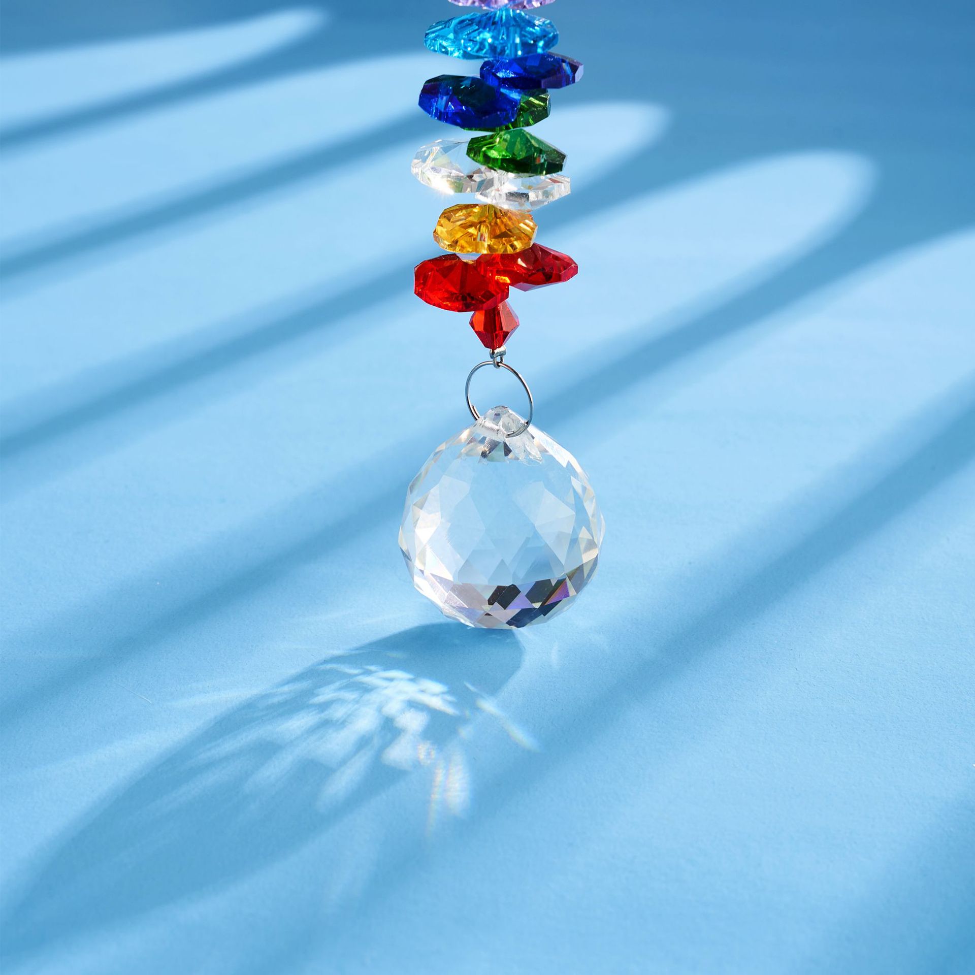 七彩水晶挂件户外窗户挂饰diy吊坠链条跨境货源圣诞树卡通挂件