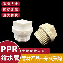 联塑PPR灰色外螺纹堵头 1/2寸、3/4寸、1寸 白色热熔管螺纹牙塞头