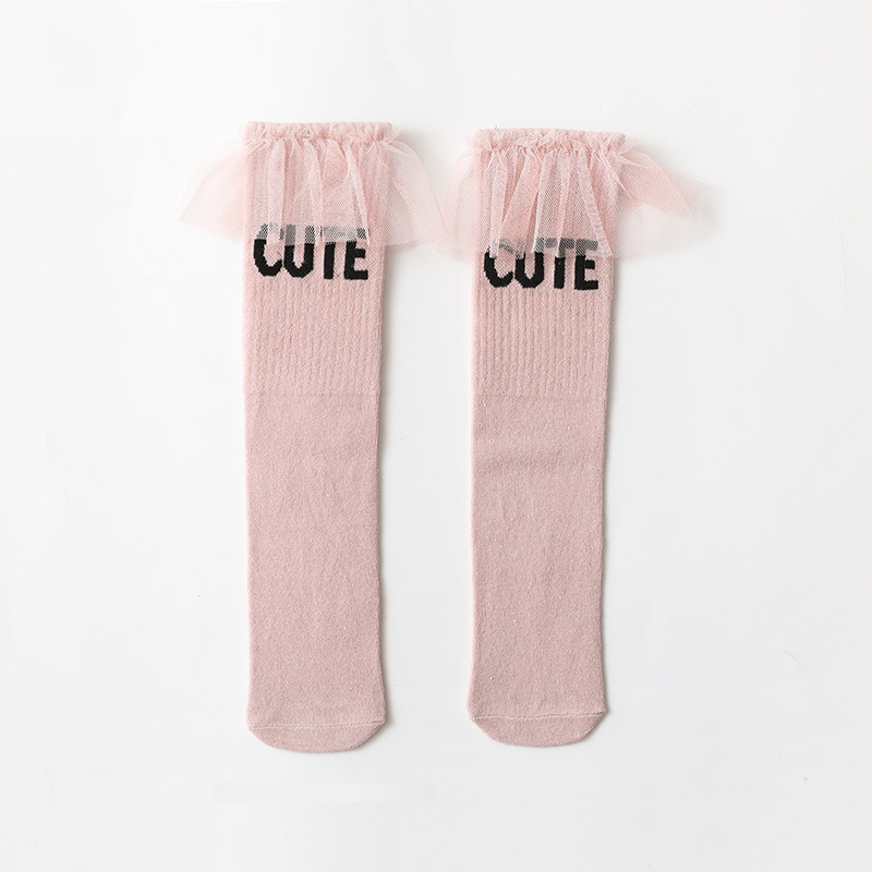 21年春夏新款女童袜子提花蕾丝边儿童中筒花边袜宝宝棉袜有根均码