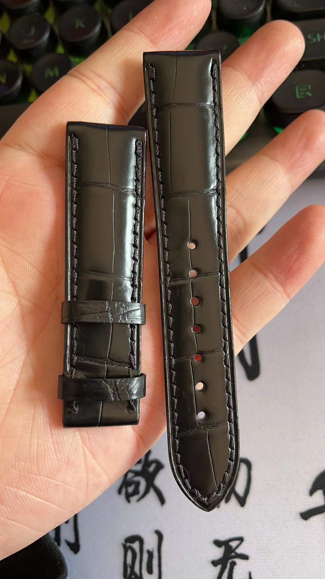 鳄鱼皮表带美洲鳄尼罗鳄真皮表带圆纹竹节鳄鱼皮表带表链工厂批发