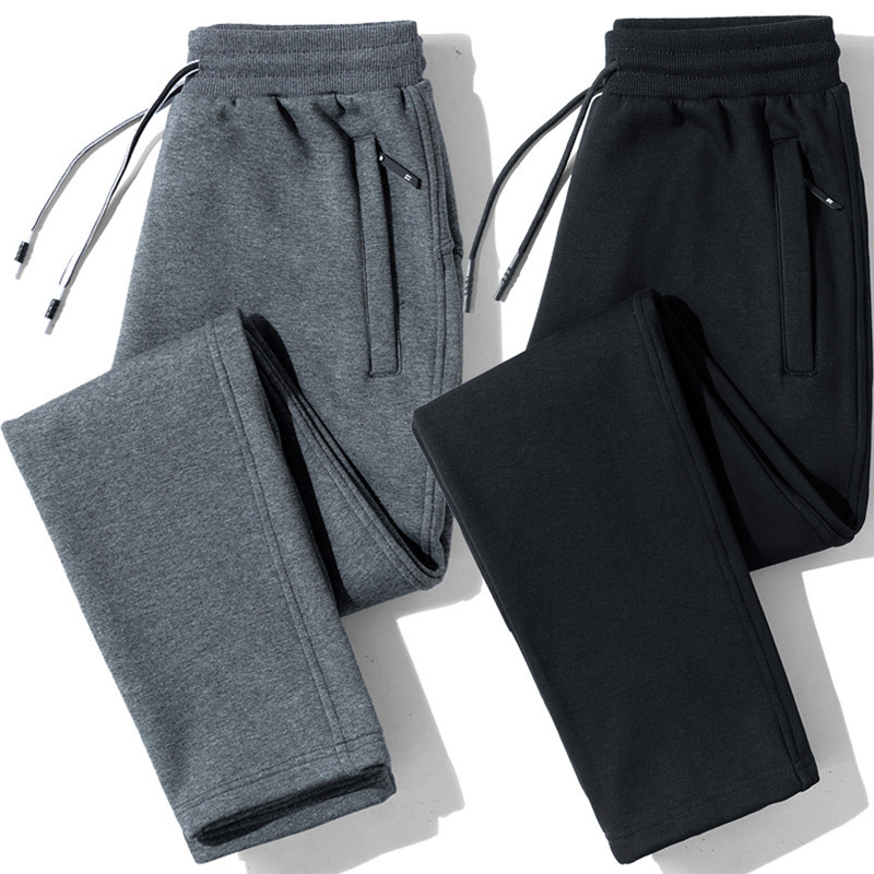   Gray Sports Pants Men's Clothing oose Trendy Straight-eg Trousers Youth eisure Tappered Sweatpants Zipper Pocket