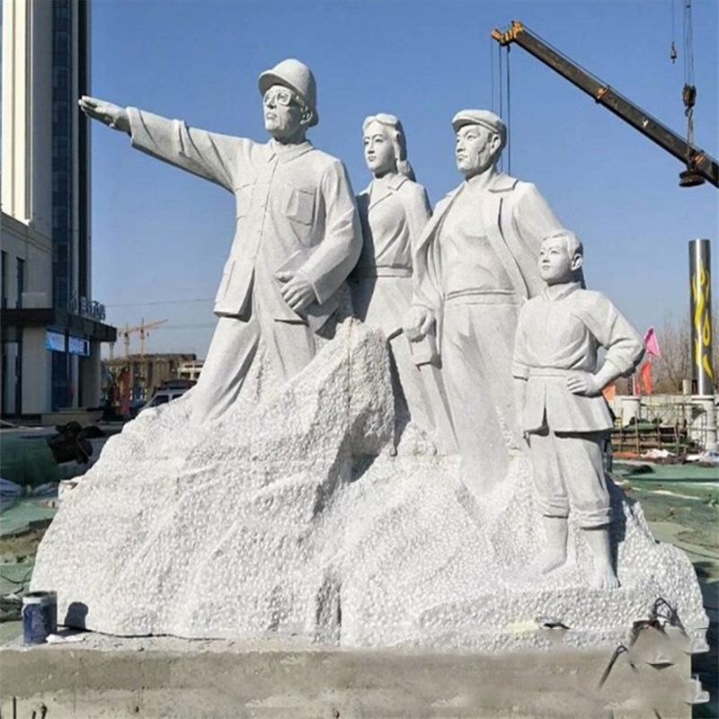 知青下乡雕像花岗岩芝麻白麻石石刻抗战红军人物雕塑广场群雕定制