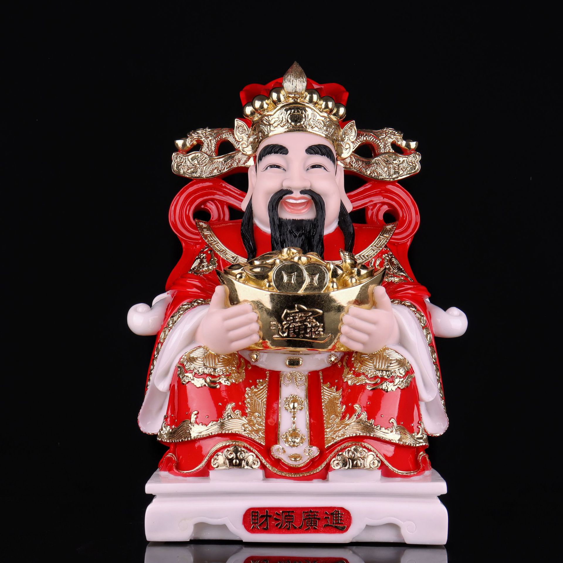 合成汉白玉轻体财神爷佛像家用供奉摆件店铺办公室比干文财神爷爷